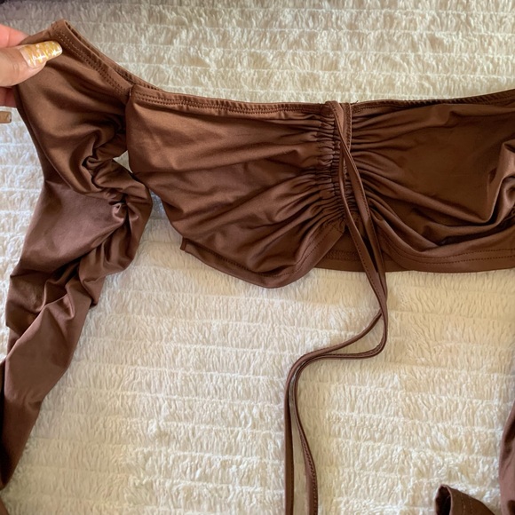 Long sleeve crop top color, brown size XXS - Picture 1 of 4